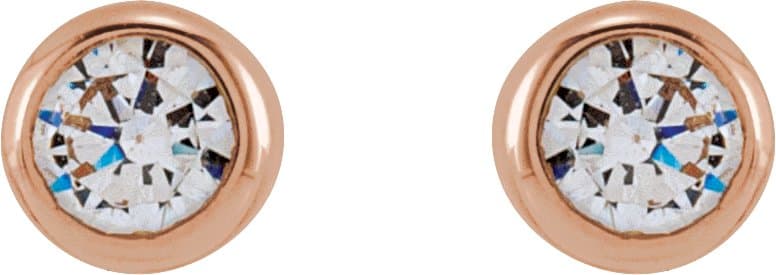 Round Bezel-Set Stud Earrings view 2
