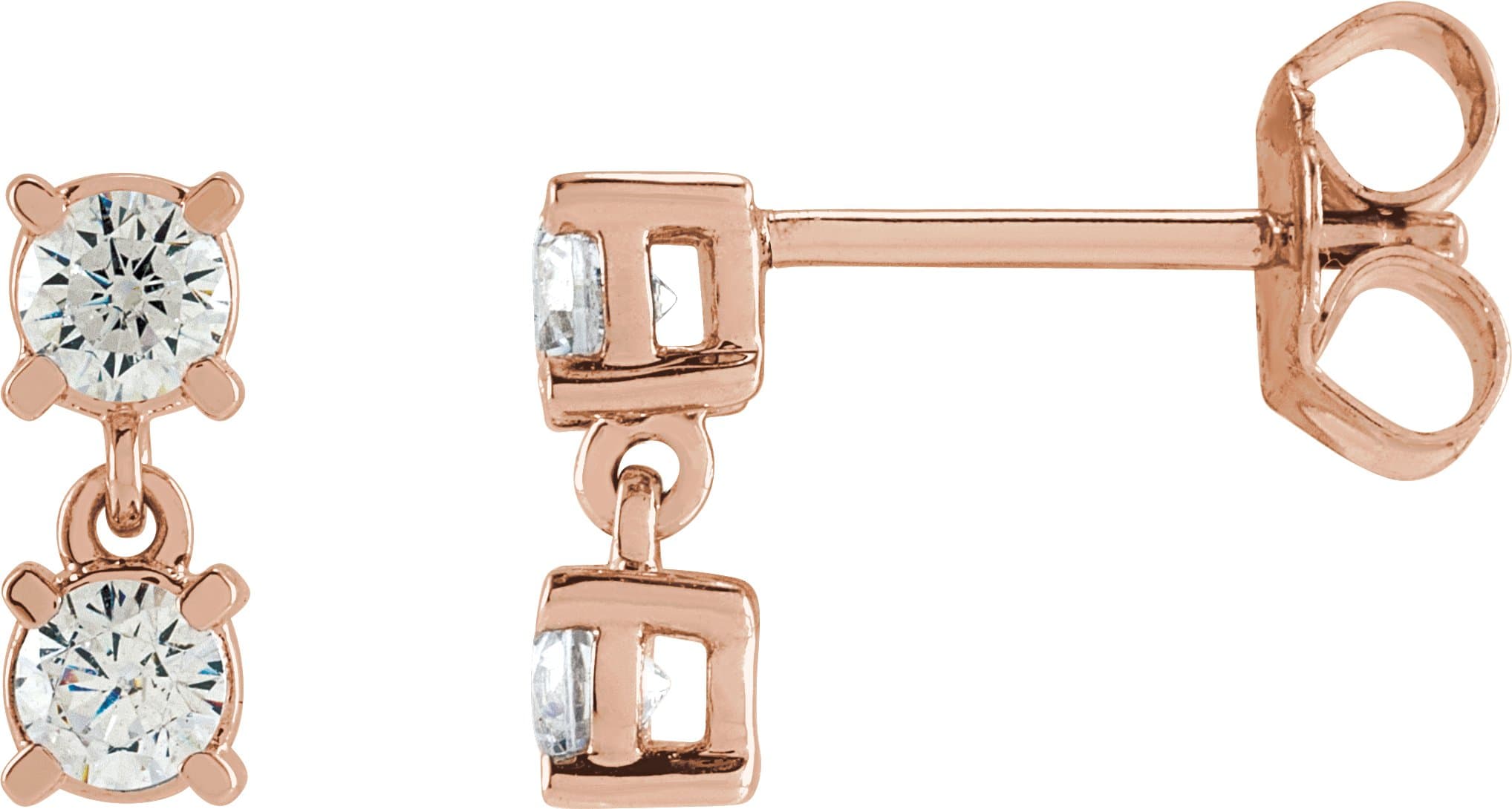 14K Rose 1/2 CTW Lab-Grown Diamond Two-Stone Earrings