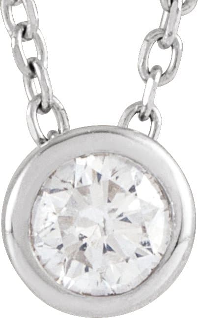 Sterling Silver 1/10 CT Natural Diamond Bezel-Set 16-18" Necklace