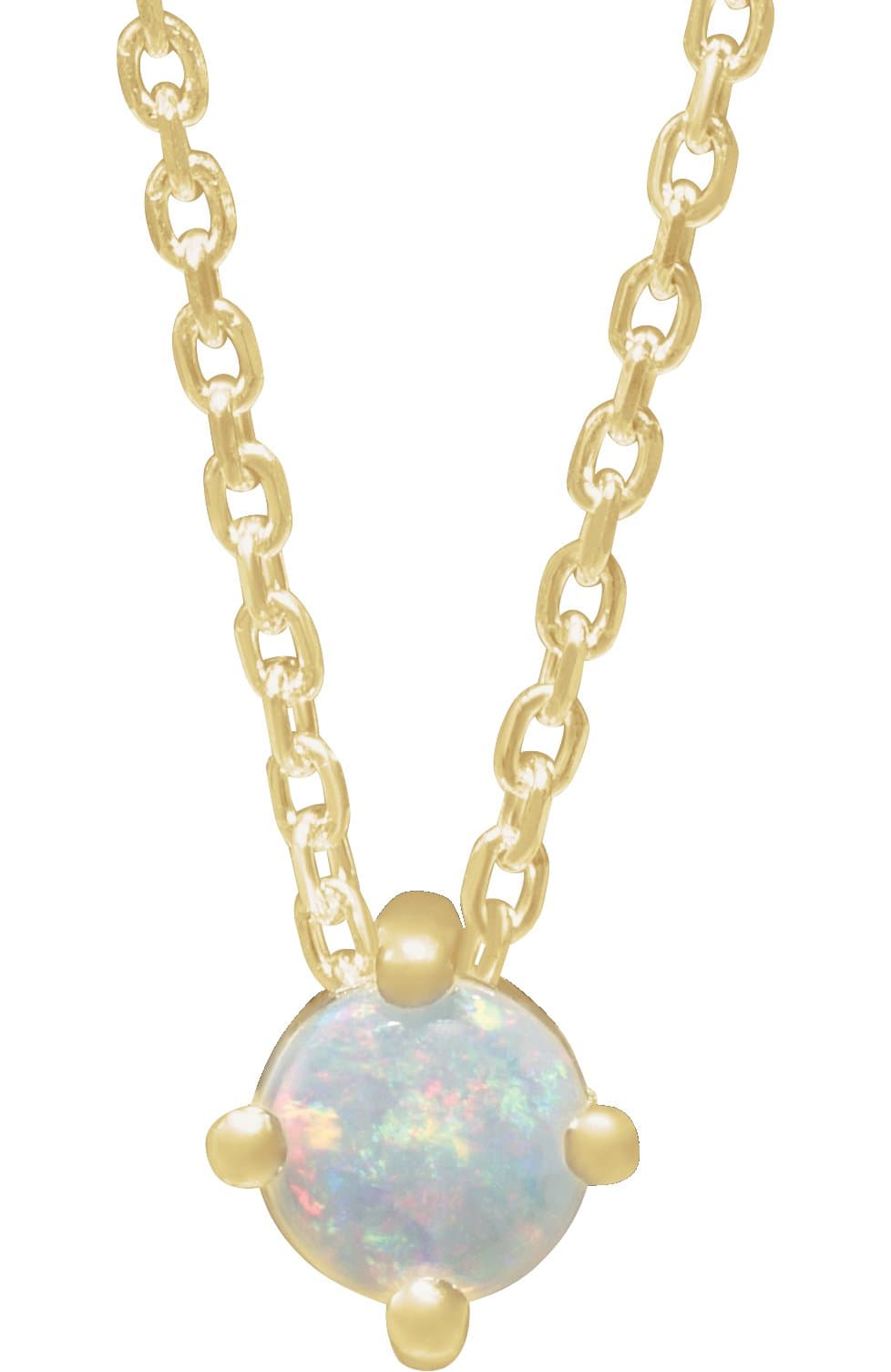 14K White Natural White Opal Cabochon 16-18 Necklace