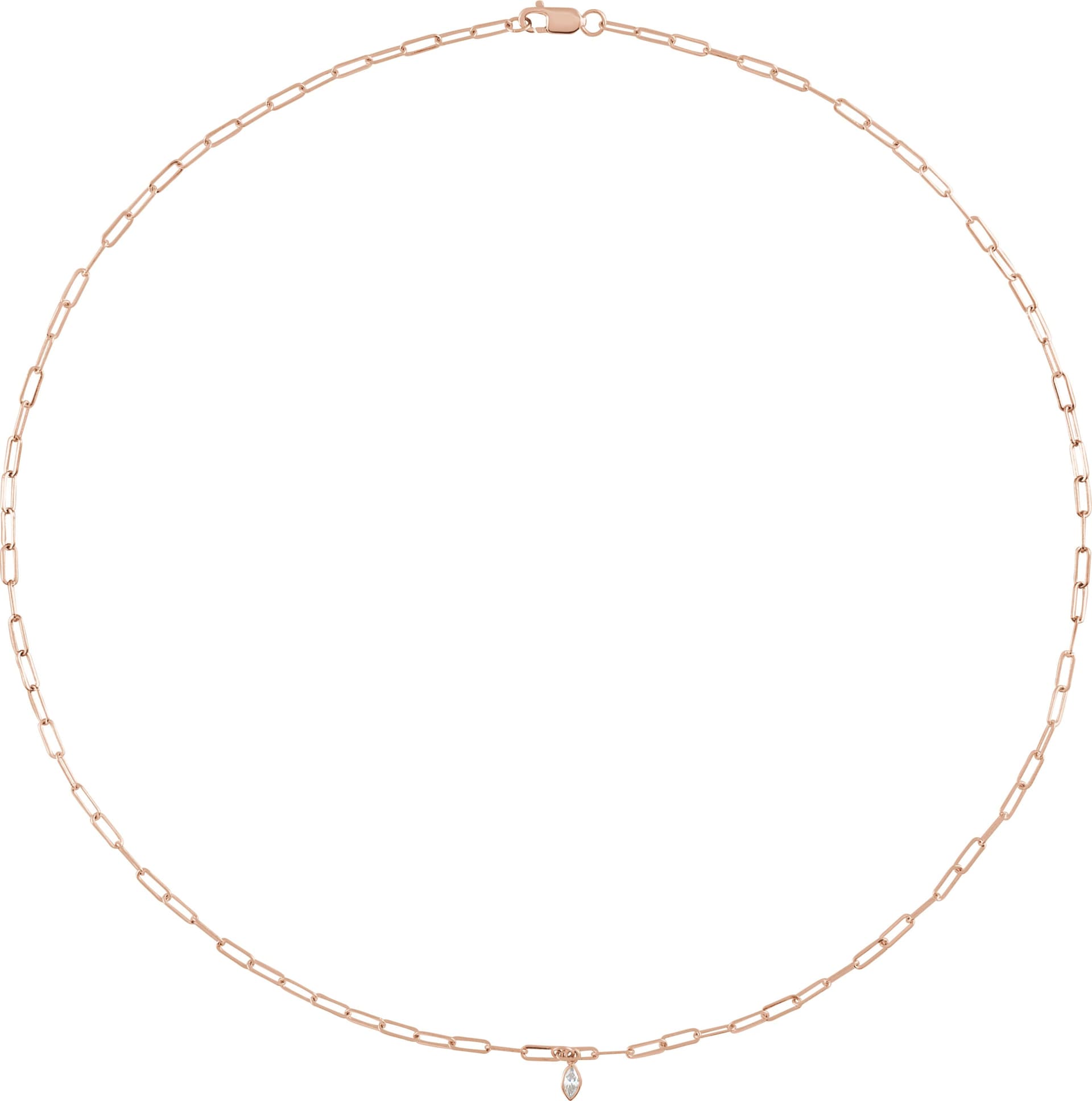 14K Rose .07 CT Natural Diamond Micro Bezel-Set 16 Necklace