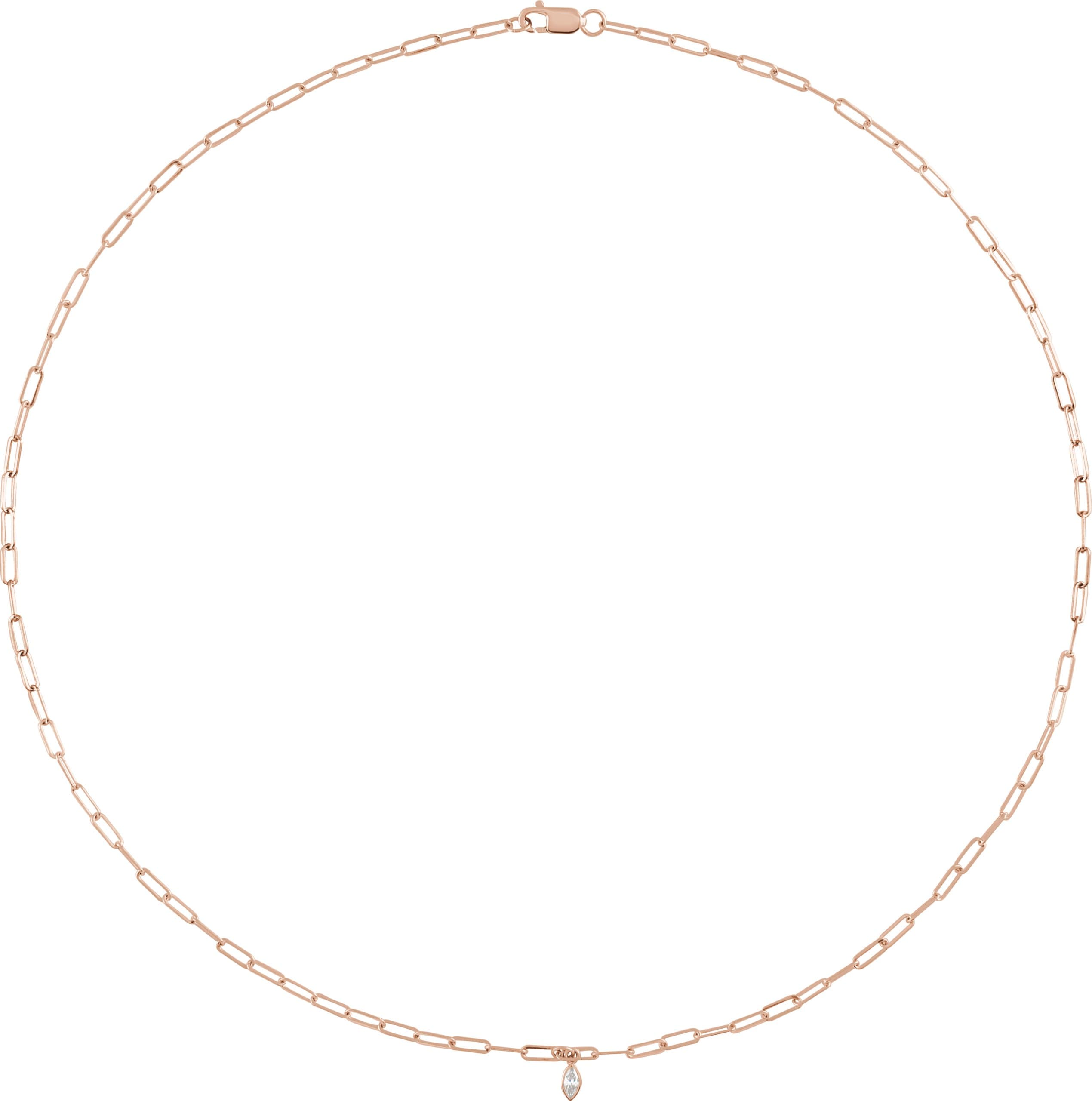 14K Rose .07 CT Natural Diamond Micro Bezel-Set 16 Necklace