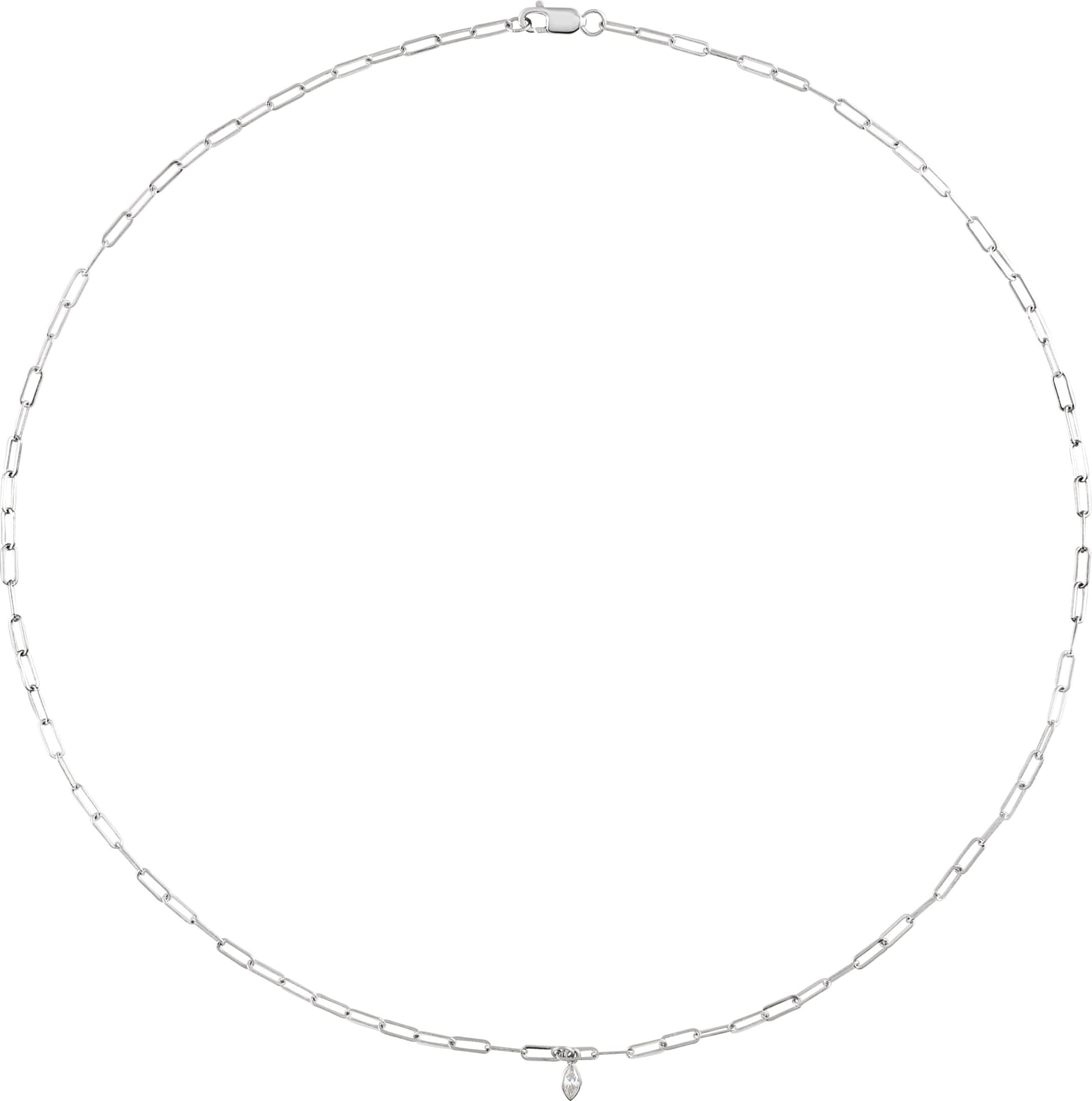 14K Rose .07 CT Natural Diamond Micro Bezel-Set 16 Necklace