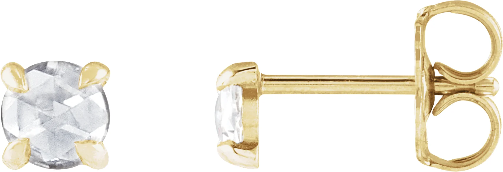 Round 4-Prong Claw Rose-Cut Stud Earrings