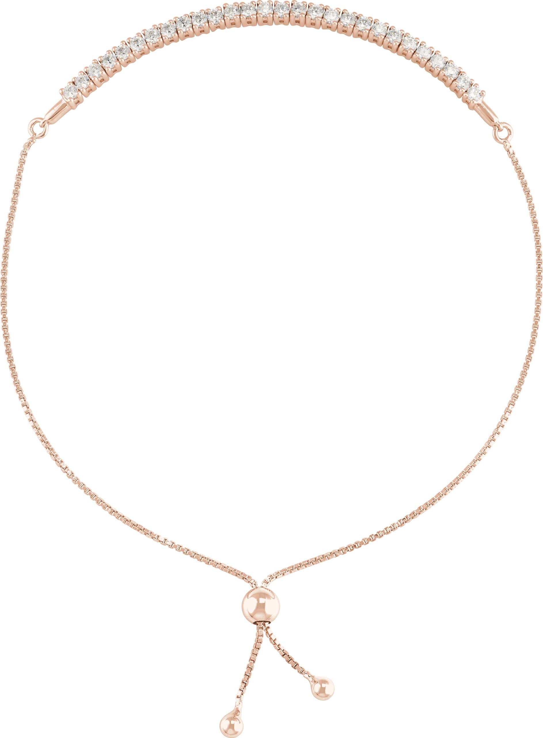 14K Rose 1 CTW Lab-Grown Diamond Bolo 9 1/2" Bracelet
