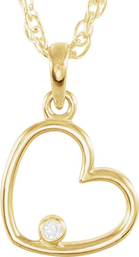 14K White .015 CT Natural Diamond Heart 18 Necklace