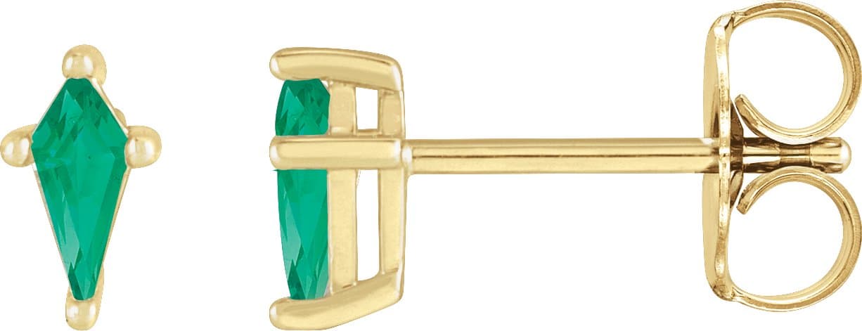 14K Rose Lab-Grown Emerald Earrings