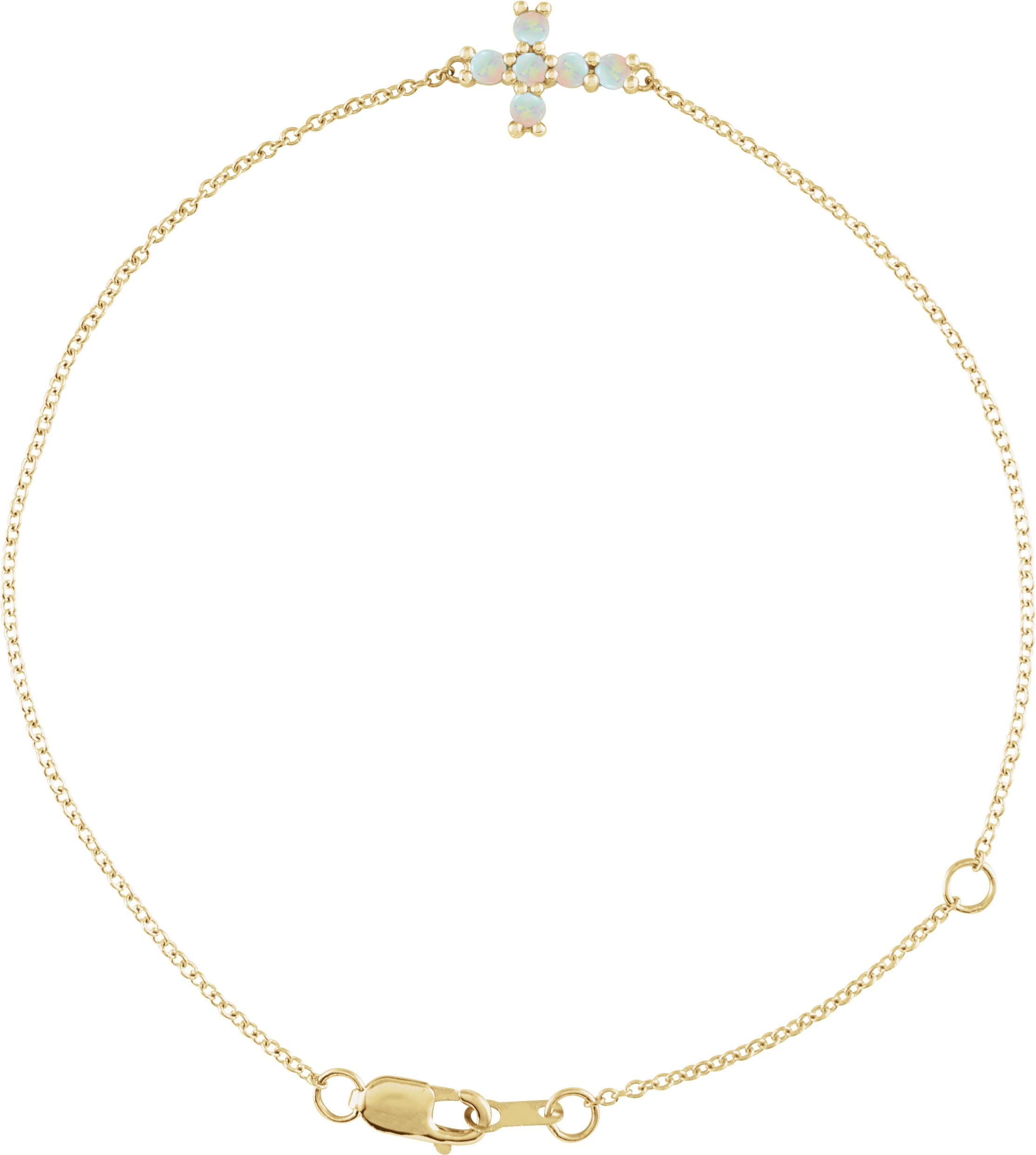 14K Rose 1/8 CTW Rose-Cut Natural Diamond Sideways Cross 6 1/2-7 1/2" Bracelet