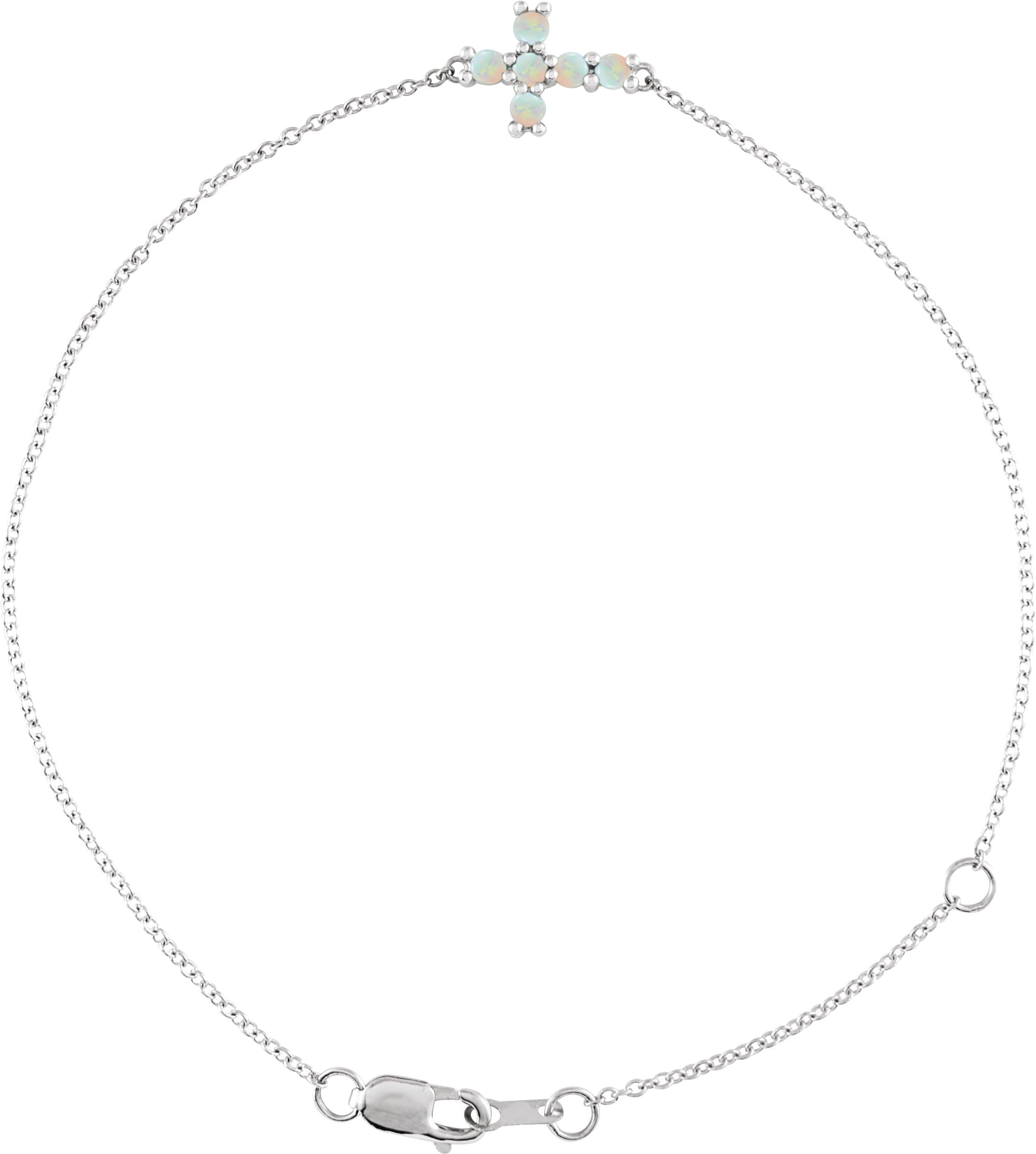 14K Rose 1/8 CTW Rose-Cut Natural Diamond Sideways Cross 6 1/2-7 1/2" Bracelet