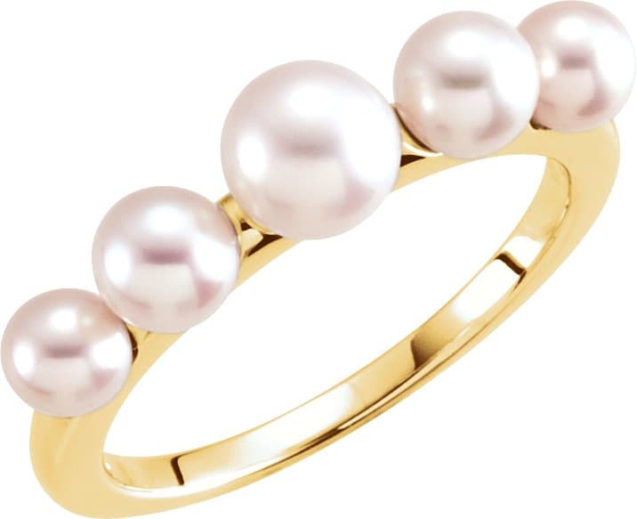 10K Yellow Cultured White Freshwater Pearl Ring