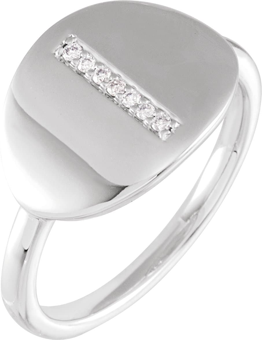 14K Rose .04 CTW Natural Diamond Initial I Signet Ring