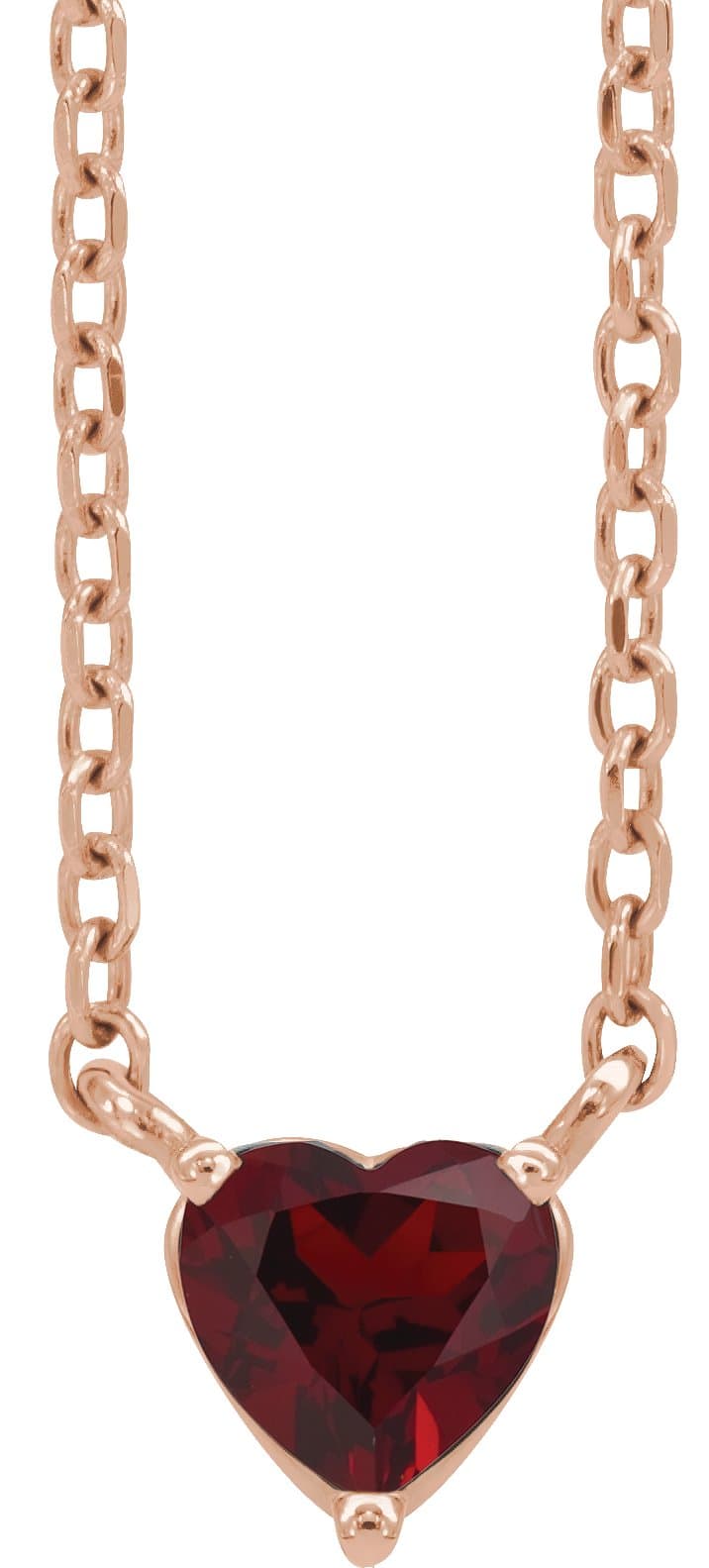 14K Rose Lab-Grown Emerald Heart 16-18 Necklace