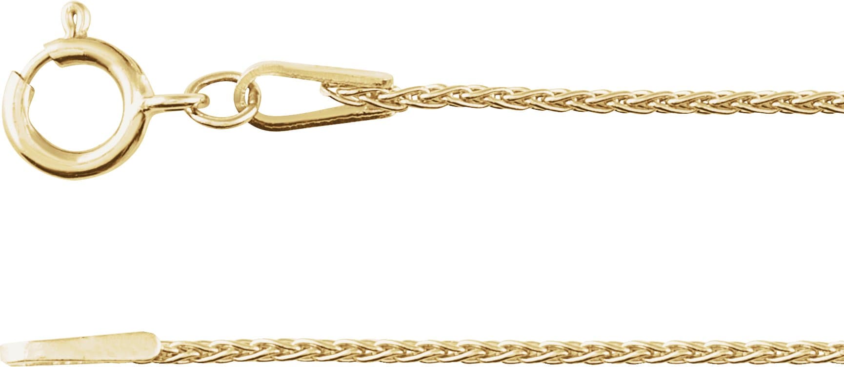 14K White 1 mm Wheat 18 Chain