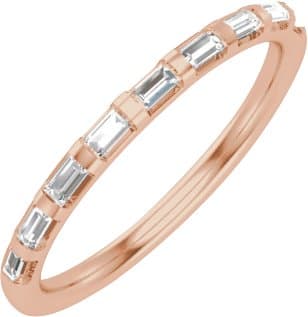 14K Rose 4.5 mm Square 1/4 CTW Natural Diamond Matching Band