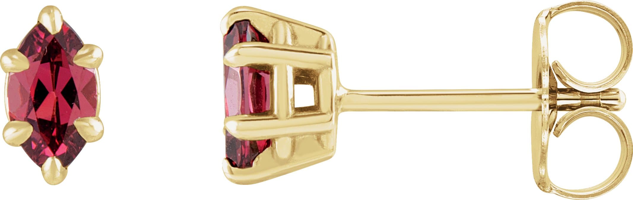 14K Rose Natural Rhodolite Garnet Stud Earrings