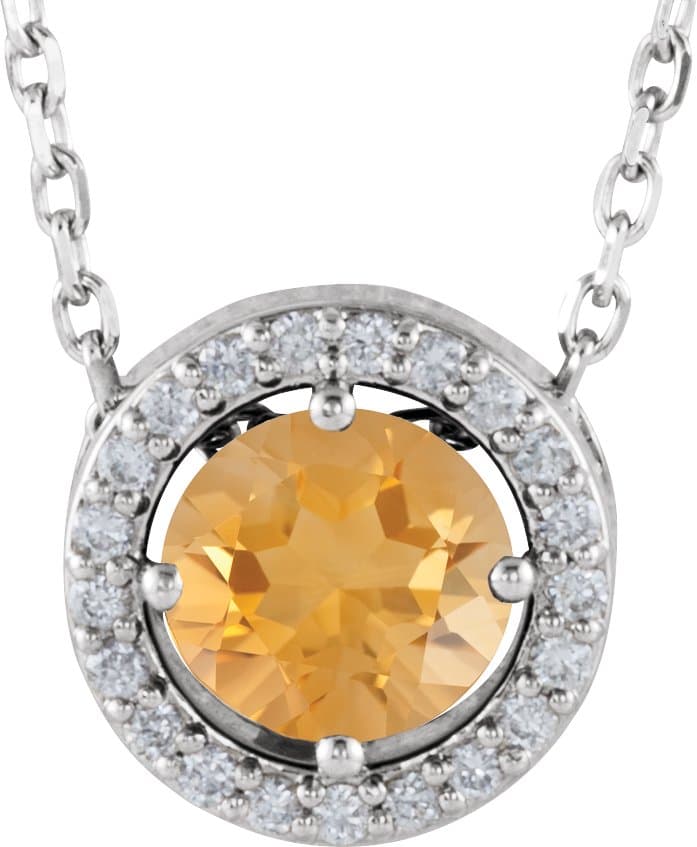 14K Rose Lab-Grown Alexandrite & .05 CTW Natural Diamond Halo-Style 16 Necklace