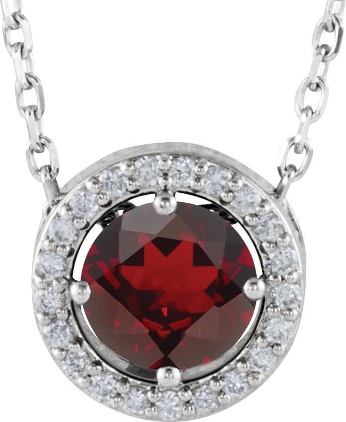 14K Rose Lab-Grown Alexandrite & .05 CTW Natural Diamond Halo-Style 16 Necklace