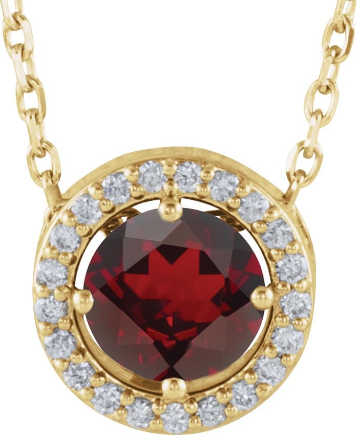 14K Rose Lab-Grown Alexandrite & .05 CTW Natural Diamond Halo-Style 16 Necklace