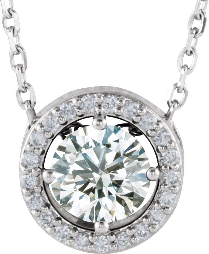 14K White Gold 1/2 CTW Natural Diamond 16" Necklace 