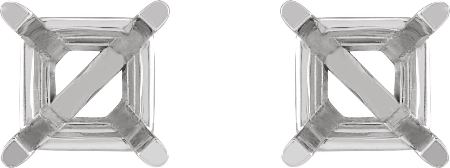 Square 4-Prong Lightweight Stud Earrings  view 2