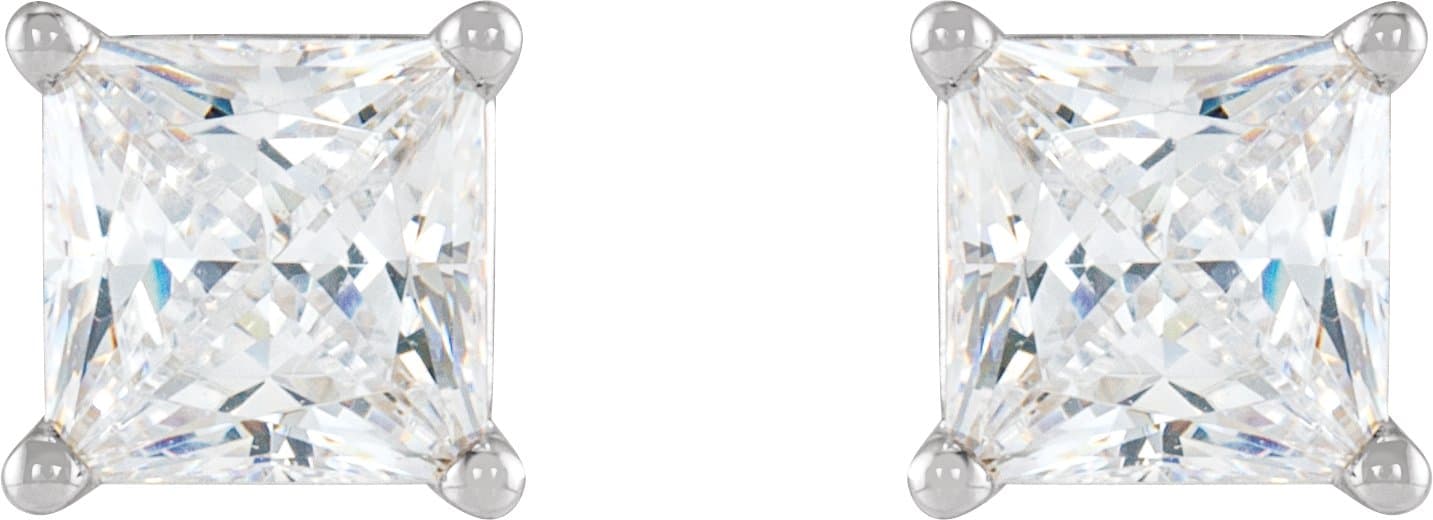 Square 4-Prong Lightweight Stud Earrings view 2