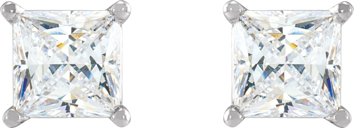 Square 4-Prong Lightweight Stud Earrings, view 3