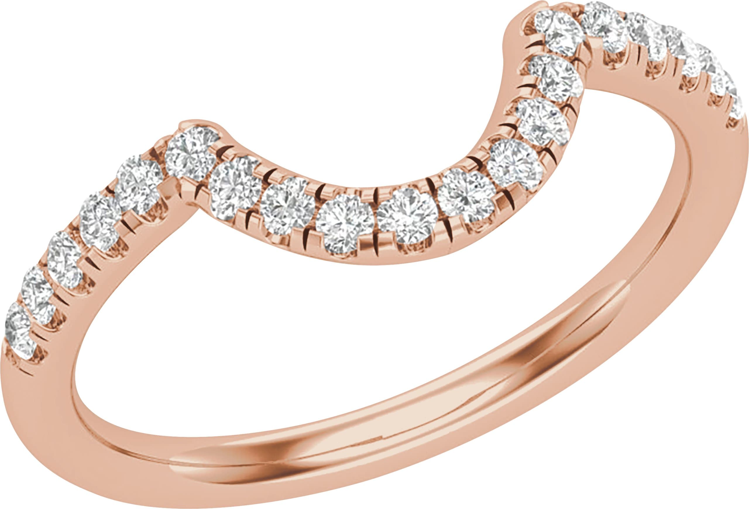 14K Rose 1/4 CTW Natural Diamond Matching Band