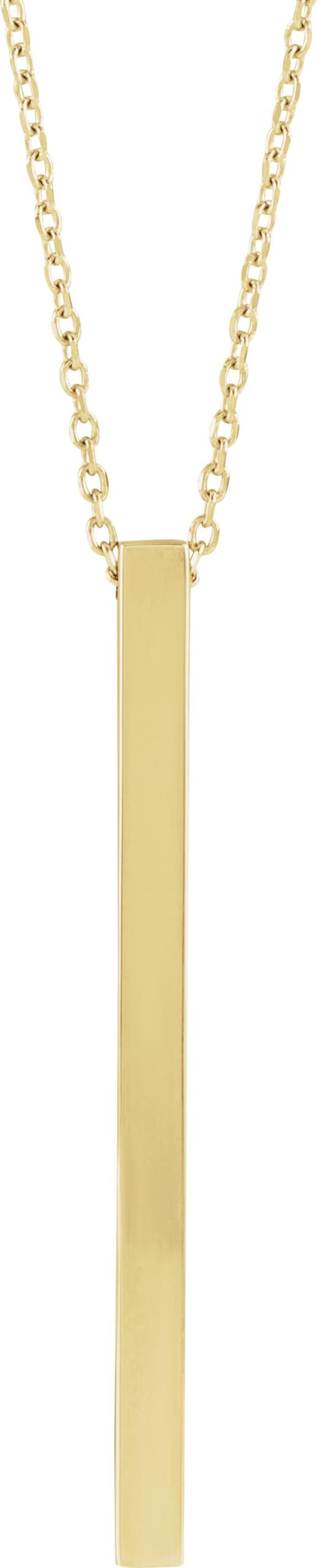 14K Rose Engravable Four-Sided Bar 16-18 Necklace