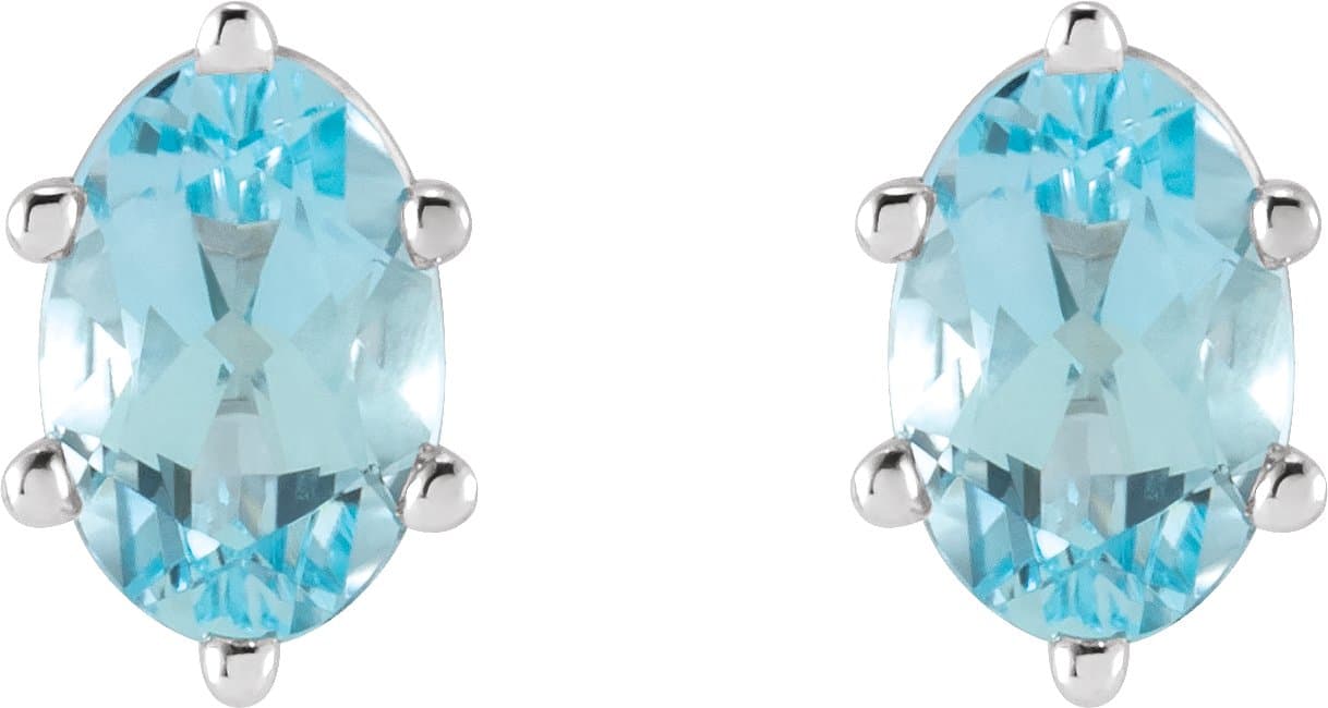 Oval 6-Prong Stud Earrings view 2