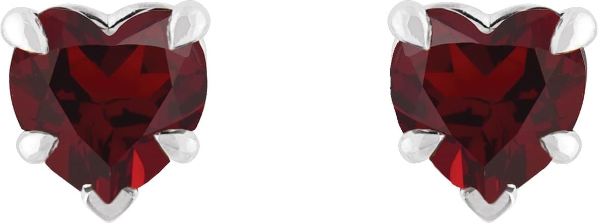 Heart 5-Prong Claw V-End Stud Earrings view 2
