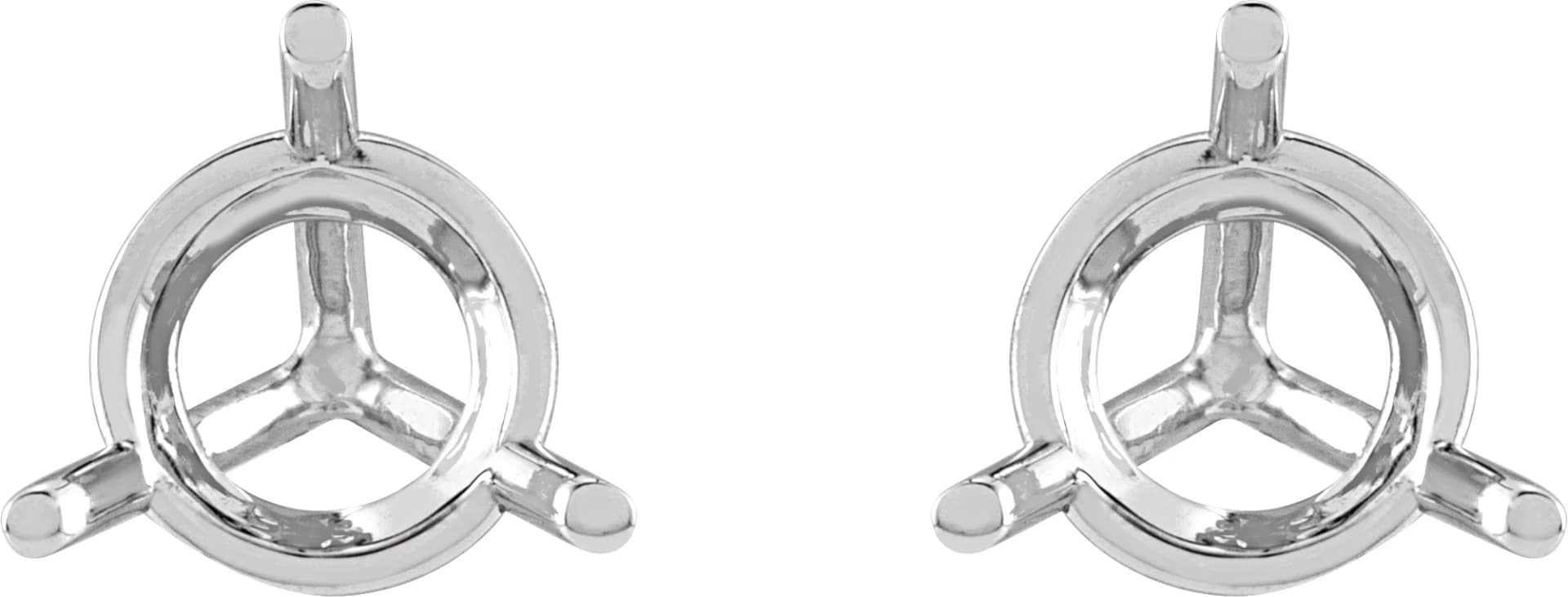Round 3-Prong Cocktail-Style Stud Earrings, view 3