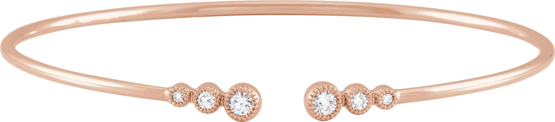14K Rose 1/4 CTW Natural Diamond Cuff 7" Bracelet
