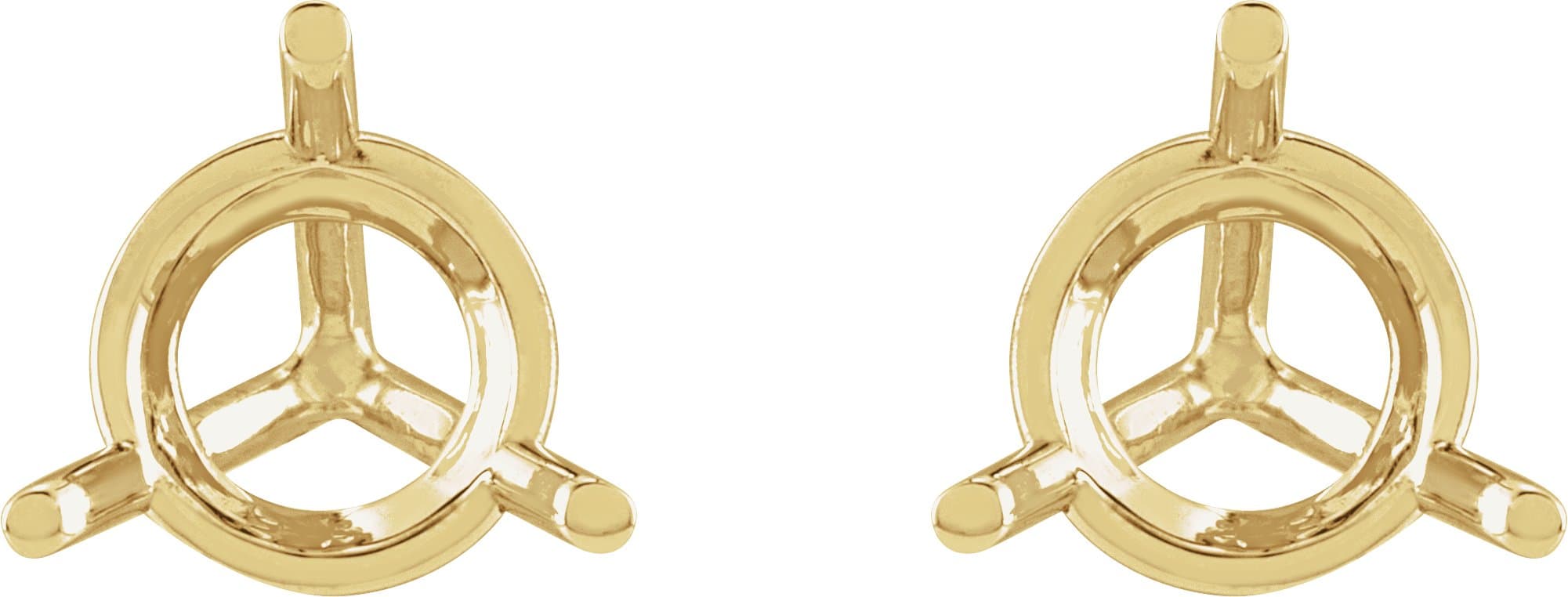 Round 3-Prong Cocktail-Style Stud Earrings view 2