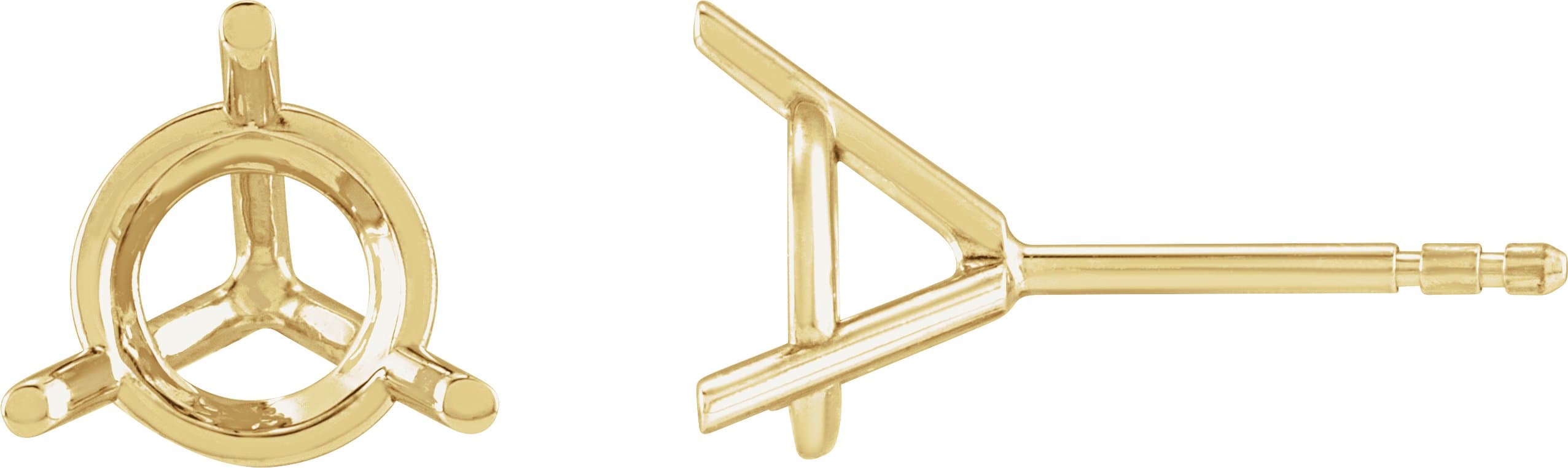 14K Rose Gold 2.5 mm Round 3-Prong Cocktail-Style Earring Mounting