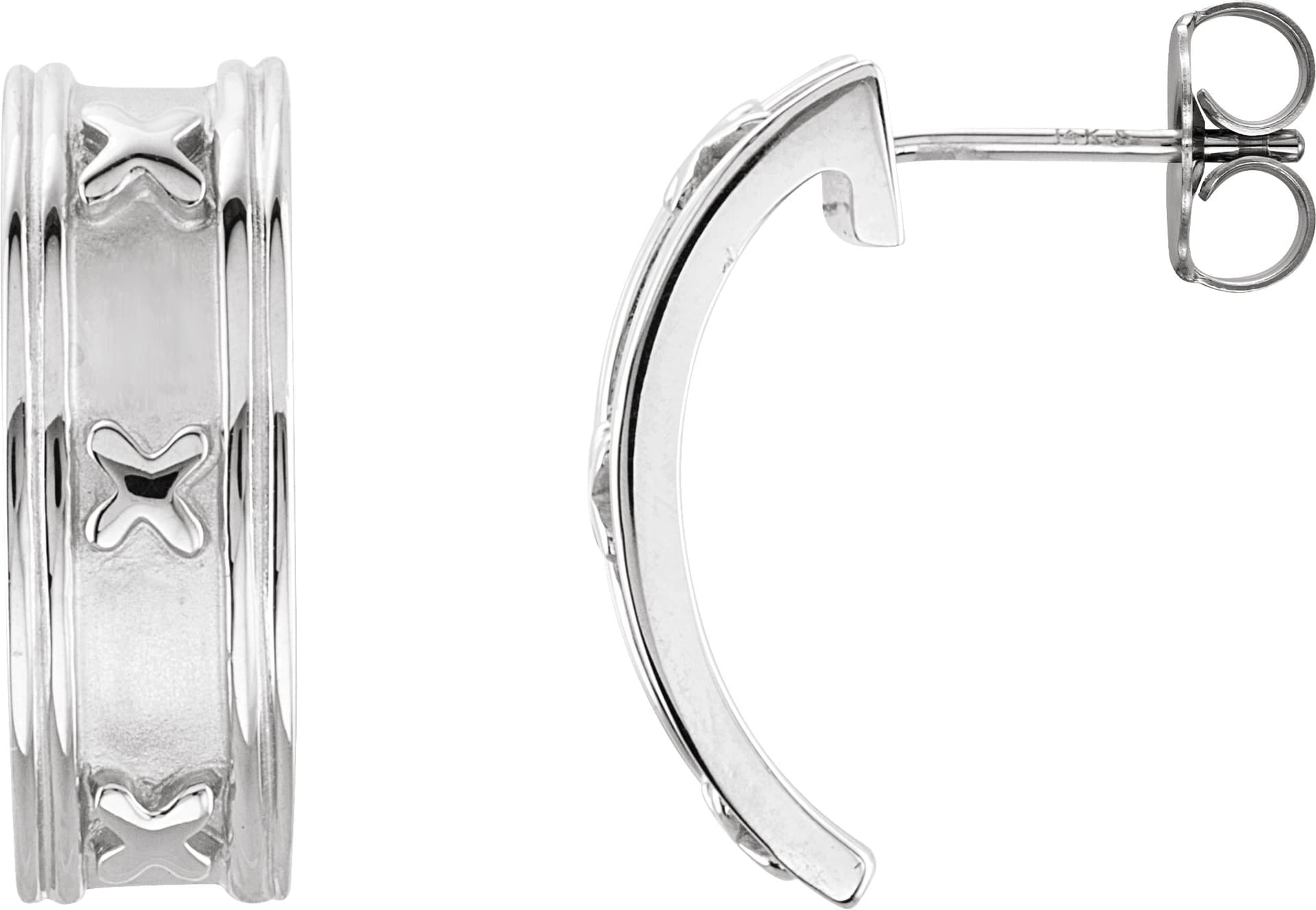 14K White J-Hoop Earrings