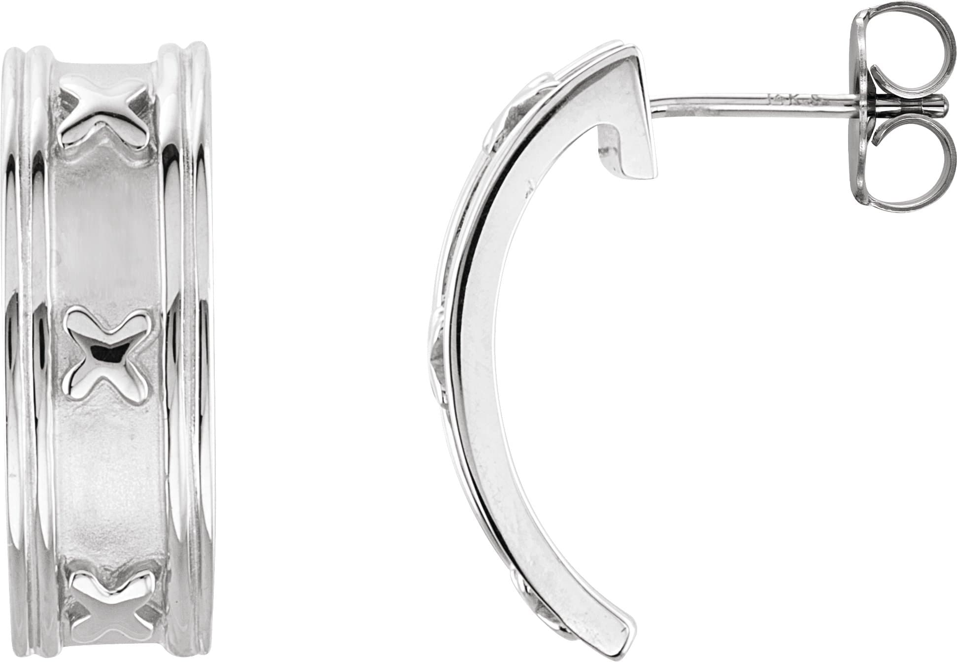 14K White J-Hoop Earrings