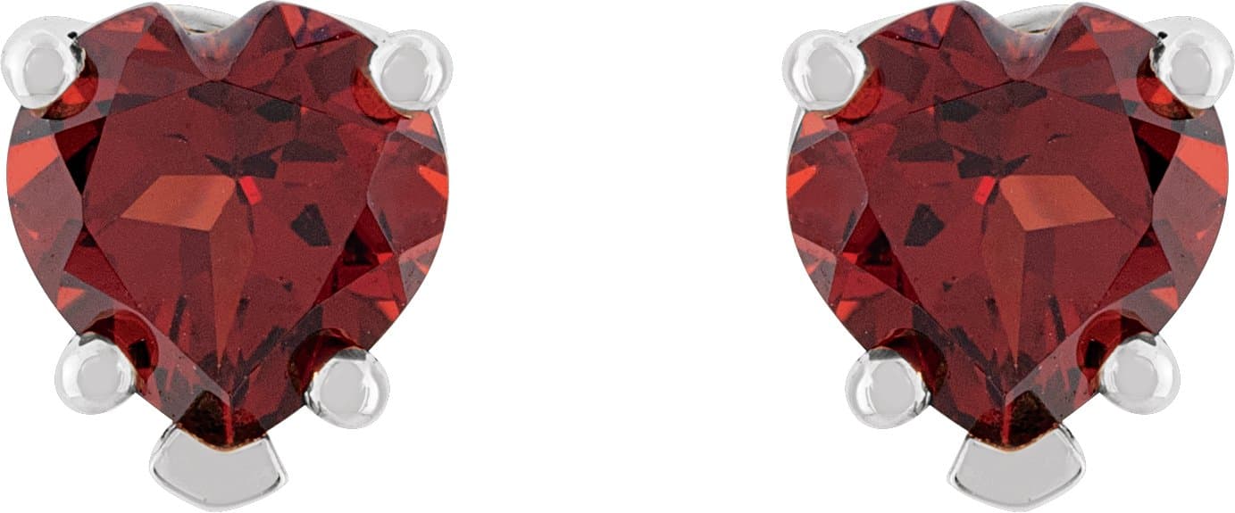 Heart 5-Prong V-End Stud Earrings view 2