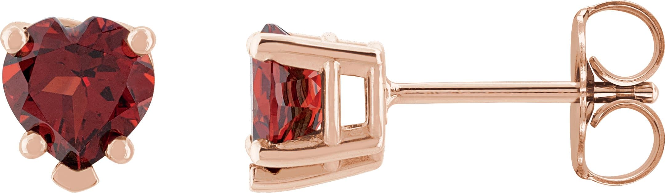 14K Rose Natural Mozambique Garnet Stud Earrings