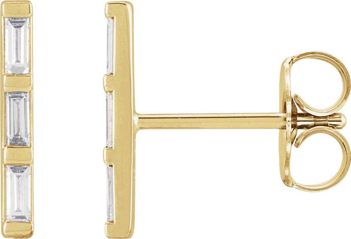 14K Rose 1/8 CTW Natural Diamond Bar Earrings