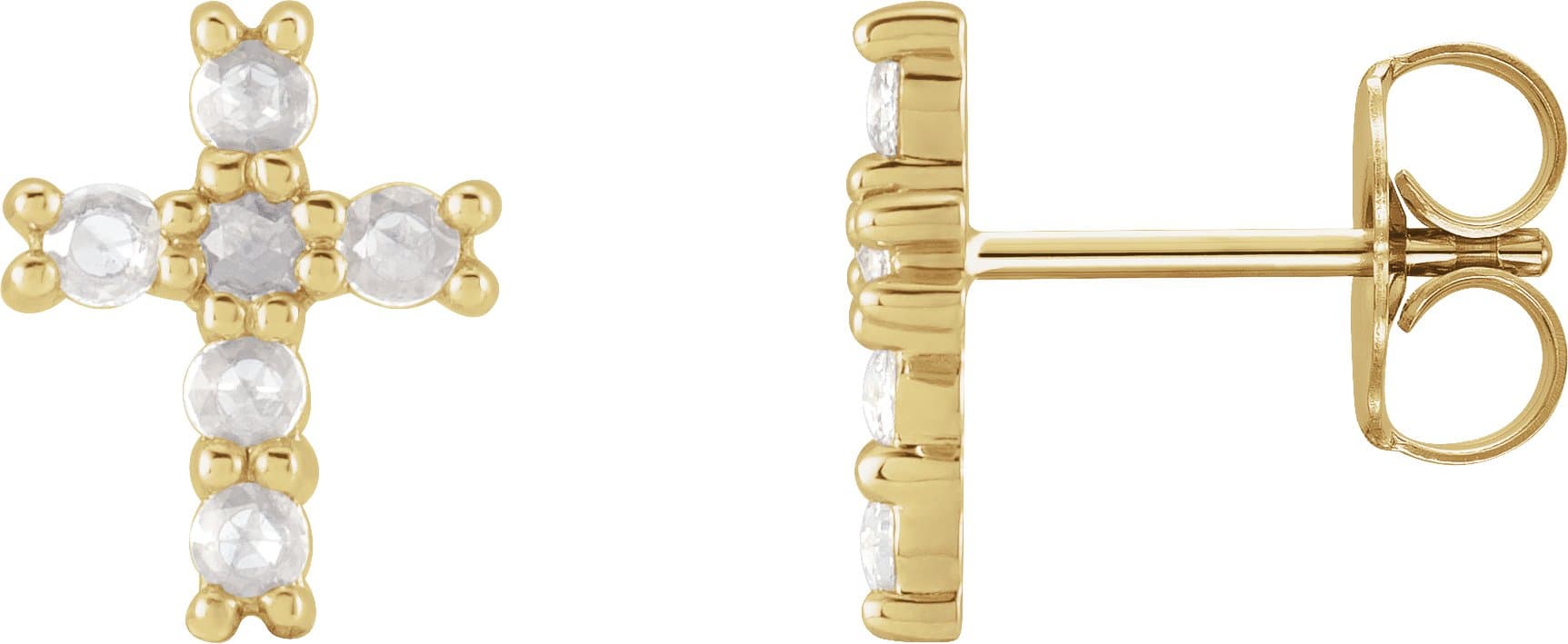 14WH 1/5 CTW Rose-Cut Natural Diamond Cross Earings