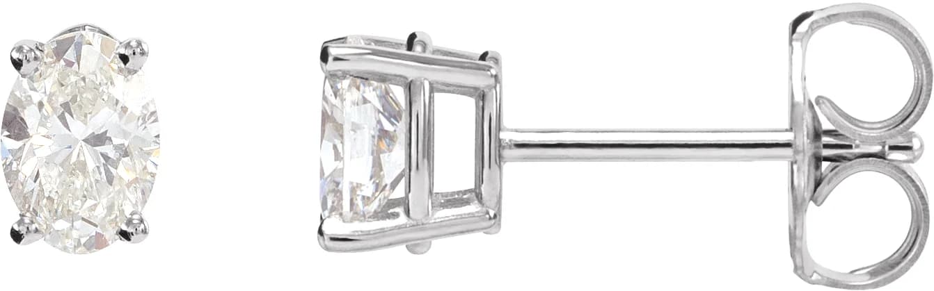 Oval 4-Prong Lightweight Stud Earrings, view 2