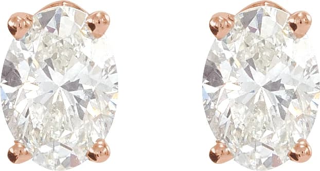 Oval 4-Prong Lightweight Stud Earrings, view 3