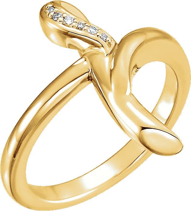 14K White .03 CTW Natural Diamond Cross Ring