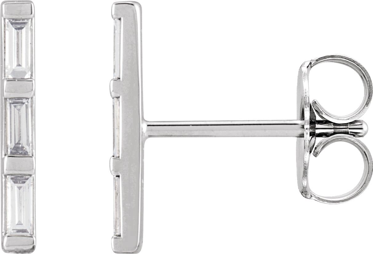 14K Rose 1/8 CTW Natural Diamond Bar Earrings
