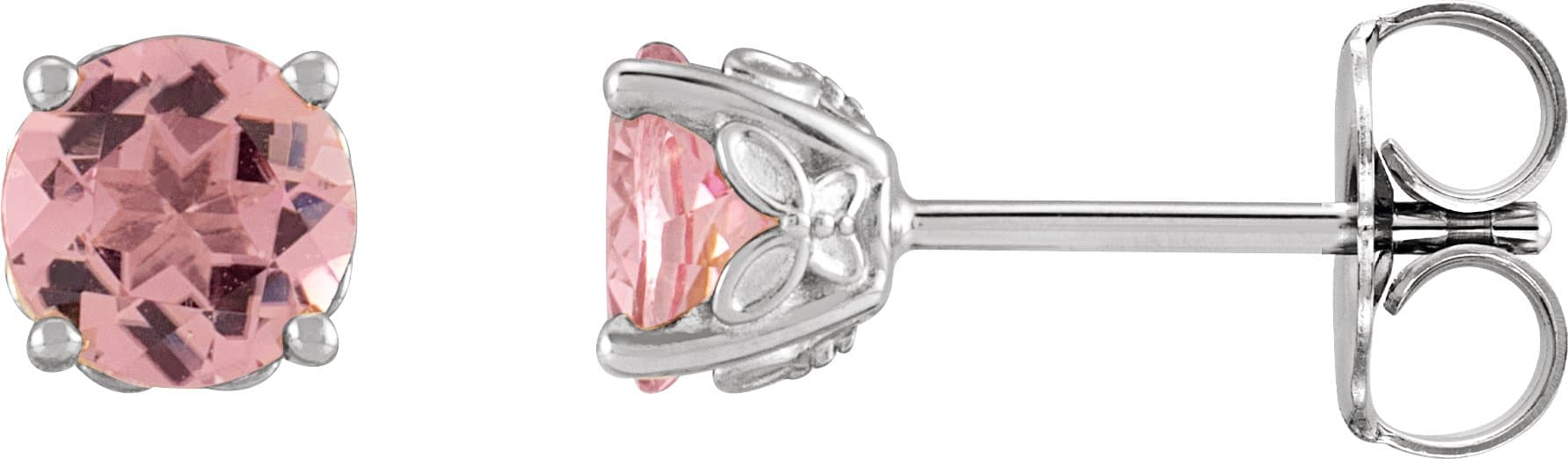Sterling Silver 5 mm Natural Pink Tourmaline Earrings