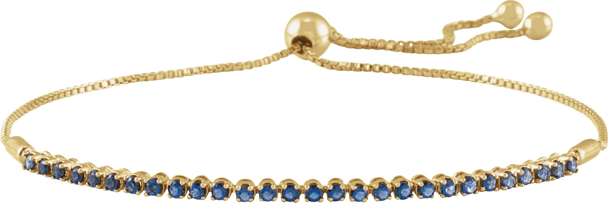14K Rose Natural Blue Sapphire Adjustable 9 1/2" Bolo Bracelet