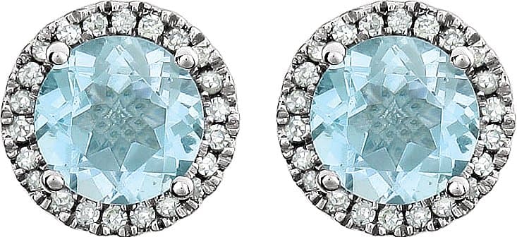 Round 4-Prong Halo-Style Birthstone Earrings view 2