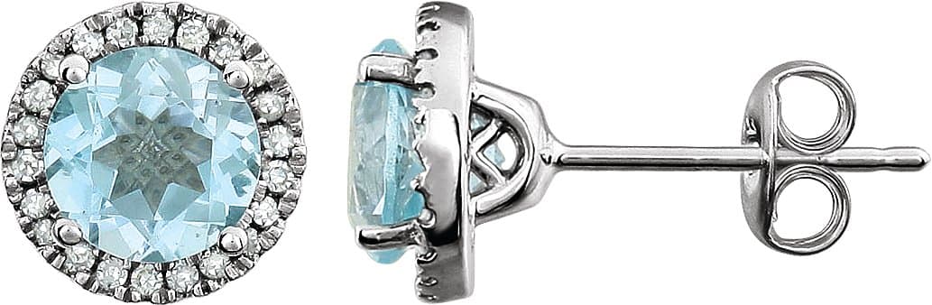 Round 4-Prong Halo-Style Birthstone Earrings view 1