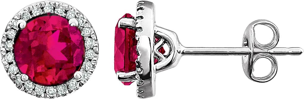 Round 4-Prong Halo-Style Birthstone Earrings