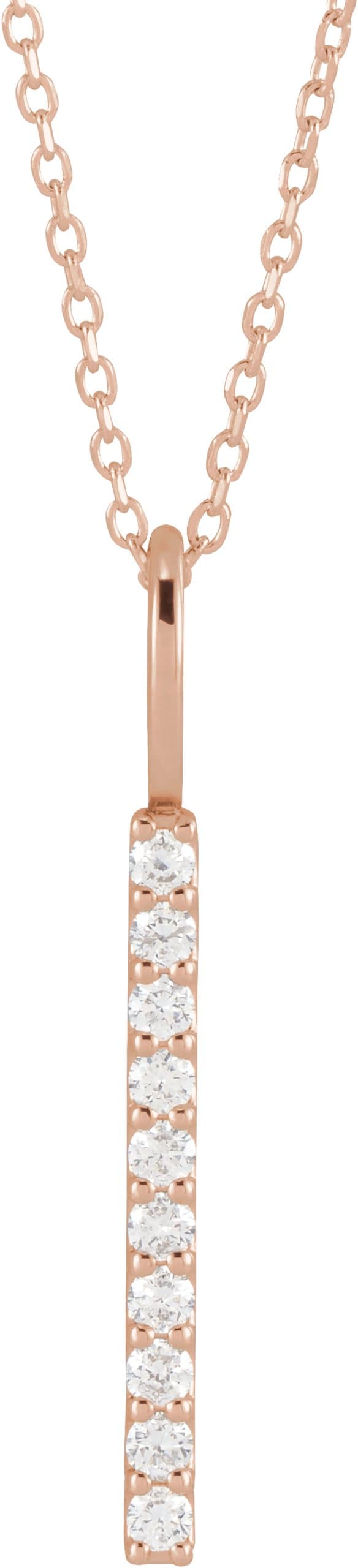 14K Rose 1/6 CTW Lab-Grown Diamond Vertical Bar 16-18 Necklace